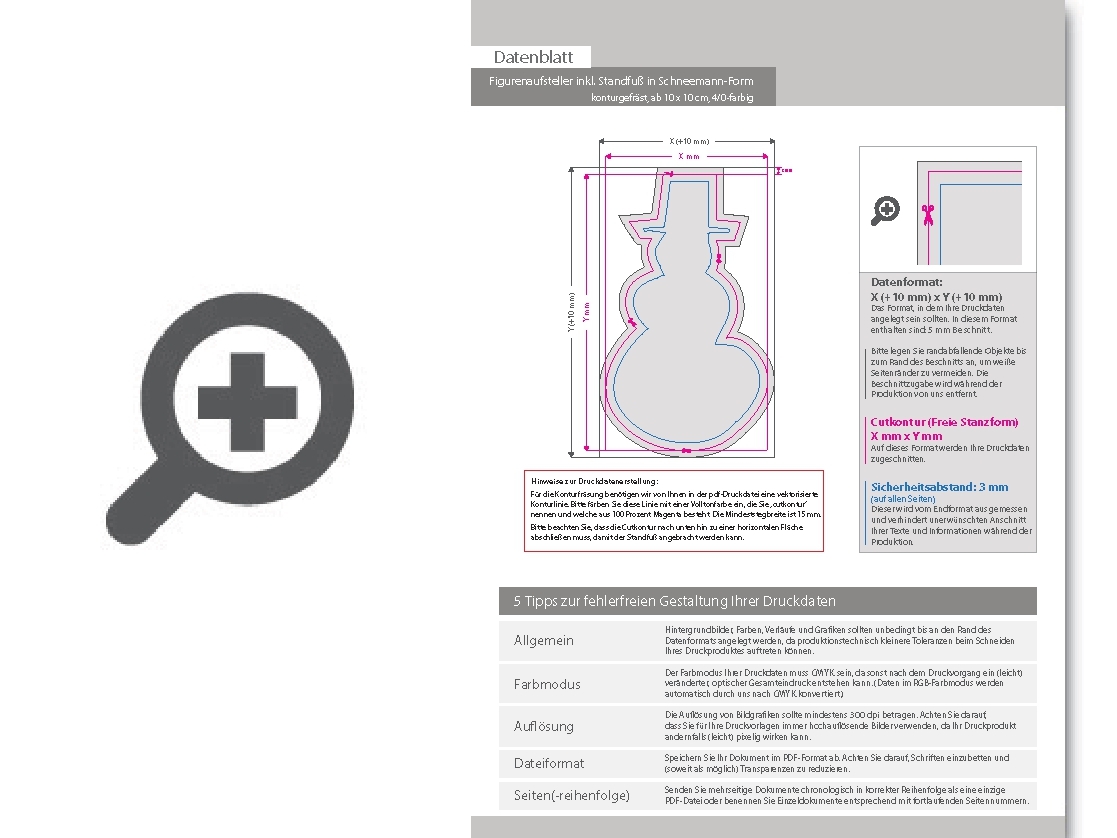 Product Bild figurenaufsteller_inkl__standfu___in_schneemann-form_konturgefr__st__ab_10_x_10_cm__einseitig_4_0-farbig_bedruckt