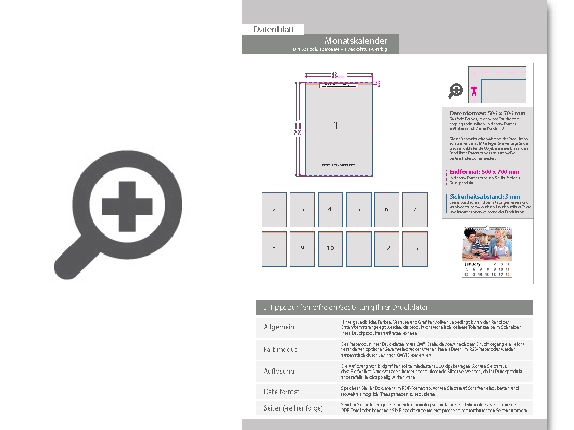 Product Bild monatskalender_13_blatt_(12_monate_+_deckblatt)__einseitig_bedruckt_4_0_farbig__din_b2_hoch_(500_x_700_mm)