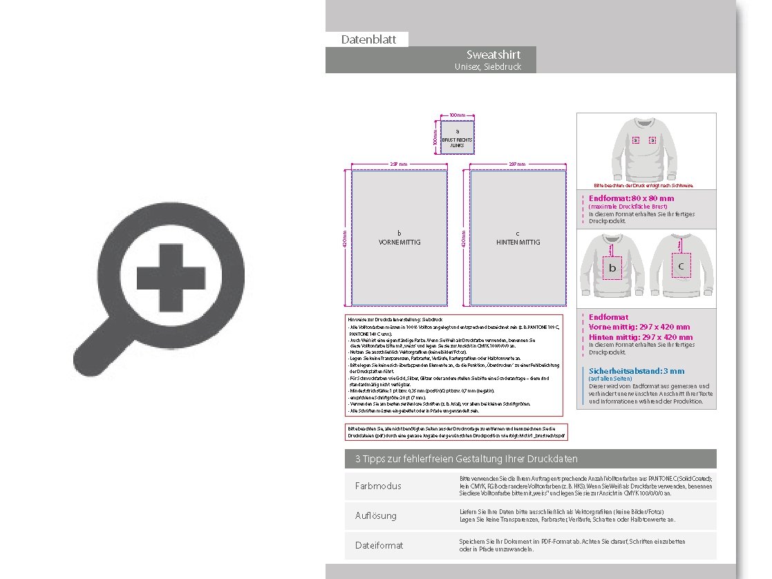 Product Bild sweatshirt_unisex_wei____basic_-_fruit_of_the_loom__mit_zwei_druckpositionen_3-farbig