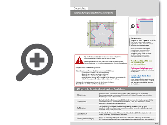 Product Bild veranstaltungsplakat_auf_hohlkammerplatte_in_stern-form_konturgefr__st___einseitig_4_0-farbig_bedruckt